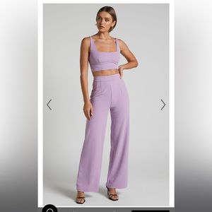 Elibeth Two Piece Set- Crop top and high waisted wide leg pant
